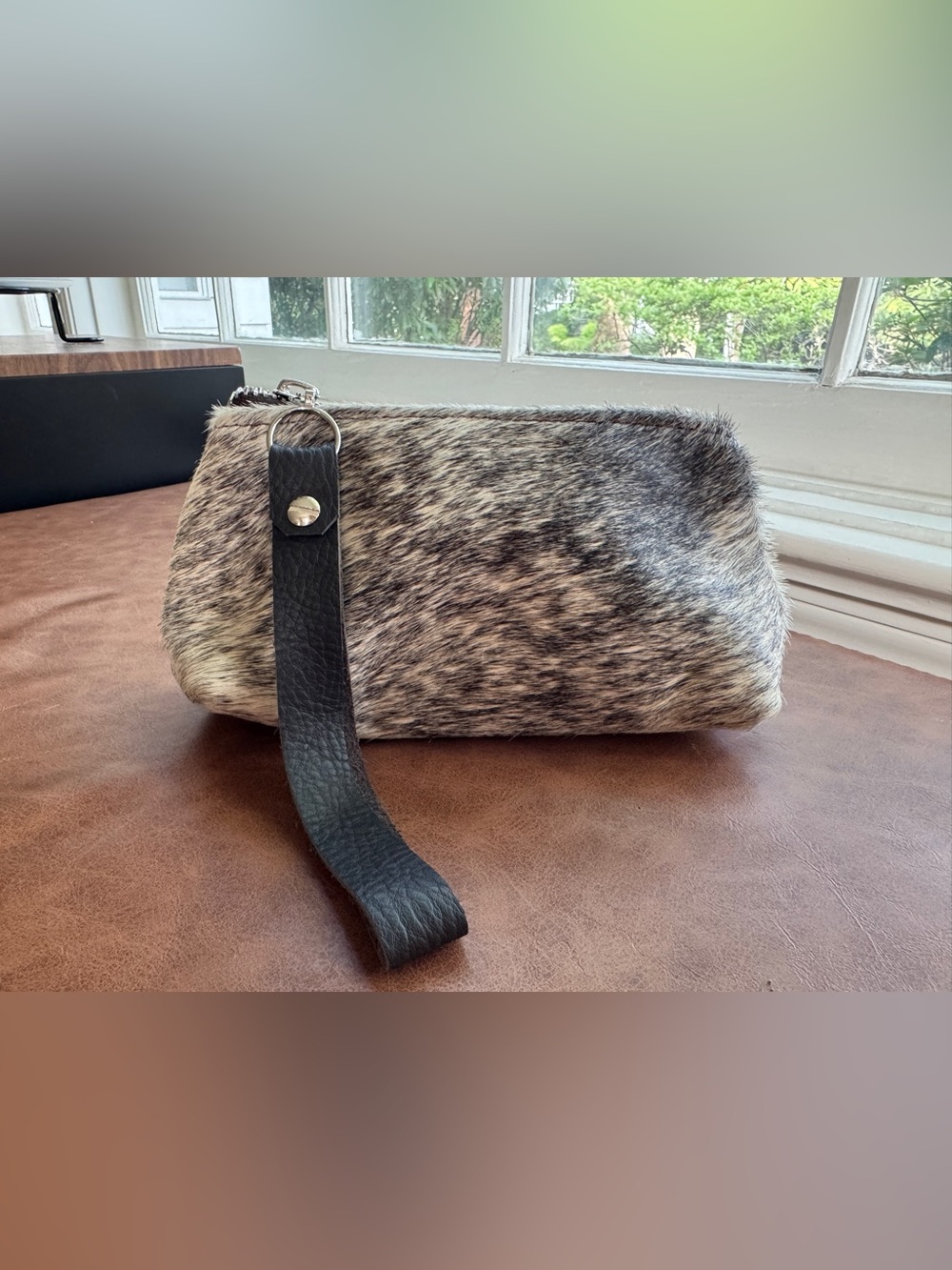 Lynn Tallerico cow hair on hide wristlet